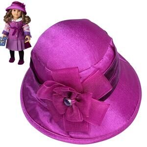 American Girl Doll Rebecca Hat Meet Accessory Purple Satin Flowers BeForever